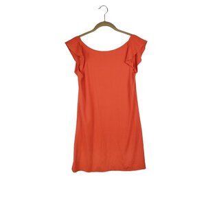 Twenty Montreal Mini Dress Orange Knit Ruffle Sleeve Scoop Back Size Small
